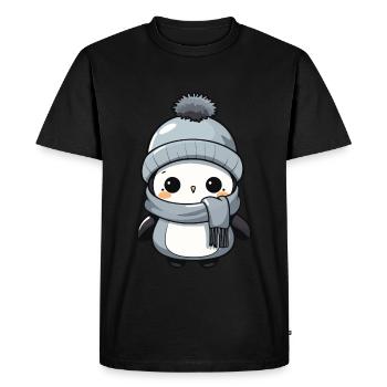 Penguin Winter Animal Cute Comic - Men's Premium Organic T-Shirt - black - Front - Nico (187cm)