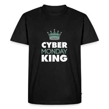 Cyber Monday King Buy Krone Fun Humor Joy - Men's Premium Organic T-Shirt - black - Front - Nico (187cm)