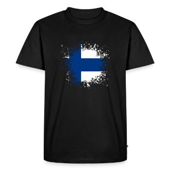Finland flag banner country Suomi EU country - Men's Premium Organic T-Shirt - black - Front - Nico (187cm)