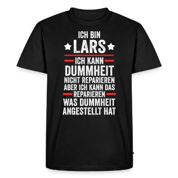 Lars - Men's Premium Organic T-Shirt - black - Front - Nico (187cm)