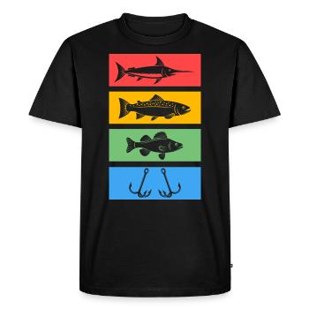 Pêche Retro Pêcheur Pêche Pêche Pêcheur - T-shirt Premium bio Homme - noir - Devant - Nico (187cm)