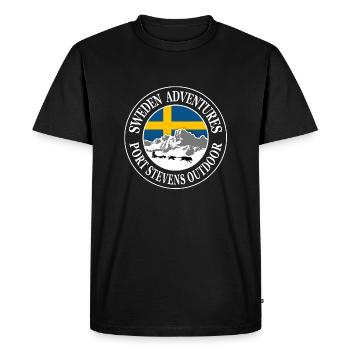 Sweden - Sled Dogs, Mountains & Flag - Men's Premium Organic T-Shirt - black - Front - Nico (187cm)