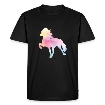 Islandpferd Watercolor rainbow - T-shirt Premium bio Homme - noir - Devant - Nico (187cm)