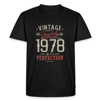 Age perfection 1978 birthday gift 43 years - Men's Premium Organic T-Shirt - black - Front - Nico (187cm)