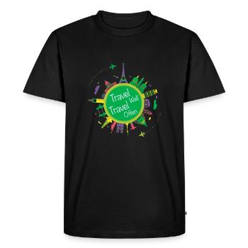 Travell-Well Travell-Souvent - T-shirt Premium bio Homme - noir - Devant - Nico (187cm)