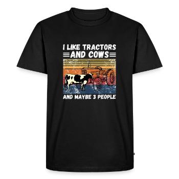 I Like Tractors And Cows And Maybe 3 People - Men's Premium Organic T-Shirt - black - Front - Nico (187cm)