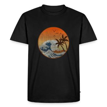 La Grande Vague au large de Kanagawa - T-shirt Premium bio Homme - noir - Devant - Nico (187cm)