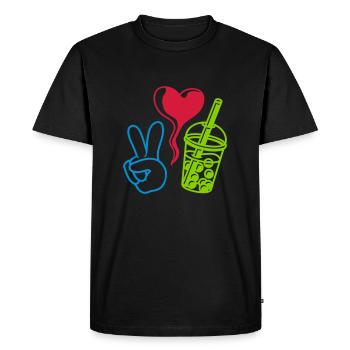 Thé à bulles Love Peace - T-shirt Premium bio Homme - noir - Devant - Nico (187cm)
