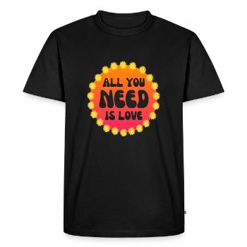 All you need is love Flower Power 60 s 70 s - T-shirt Premium bio Homme - noir - Devant - Nico (187cm)