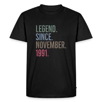 Légende depuis novembre 1991 - T-shirt Premium bio Homme - noir - Devant - Nico (187cm)
