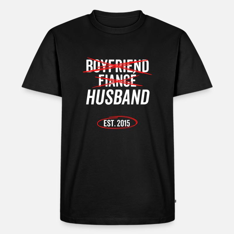 Freund Verlobter Ehemann Est 2015 - Männer Premium Bio T-Shirt - Schwarz