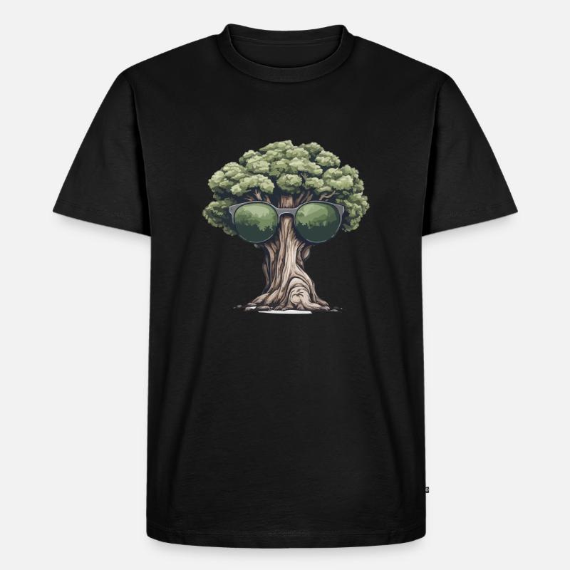 Baum mit Sonnenbrille - Männer Premium Bio T-Shirt - Schwarz