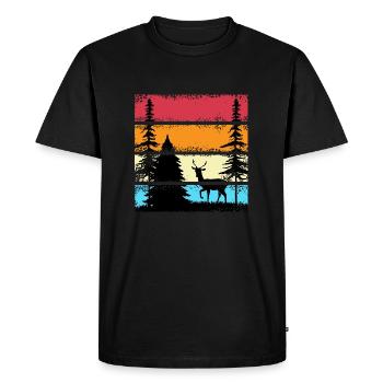 Forest Shinrin Yoku Forest Meditation Retro Deer - T-shirt Premium bio Homme - noir - Devant - Nico (187cm)
