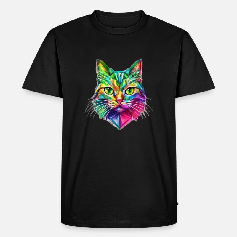 AUFFÄLLIGE STILISIERTE KATZE - Männer Premium Bio T-Shirt - Schwarz