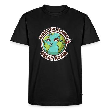 Citation Humour écologie chibi planète - T-shirt Premium bio Homme - noir - Devant - Nico (187cm)