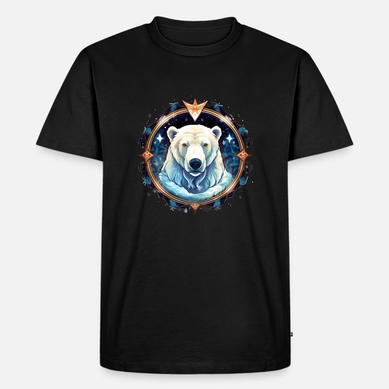 Eisbär mit verschneiten Elementen, Liebesbären - Männer Premium Bio T-Shirt - Schwarz