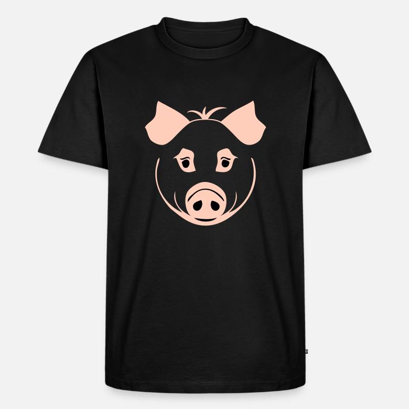 Schwein im Comic Stil - Männer Premium Bio T-Shirt - Schwarz