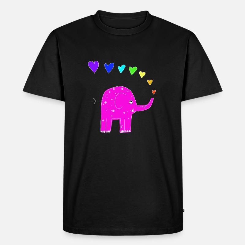 Regenbogenelefant - Männer Premium Bio T-Shirt - Schwarz