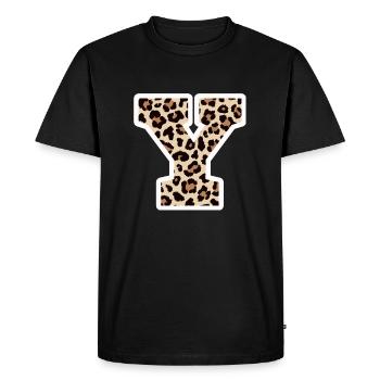 lettre Y motif léopard -idée cadeau d’anniversaire - T-shirt Premium bio Homme - noir - Devant - Nico (187cm)