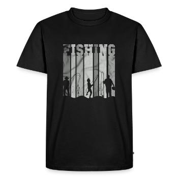 poisson, poisson, pêche, lac, mer, pêche, faune, exotique - T-shirt Premium bio Homme - noir - Devant - Nico (187cm)