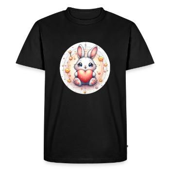 Lapin avec cœur - T-shirt Premium bio Homme - noir - Devant - Nico (187cm)