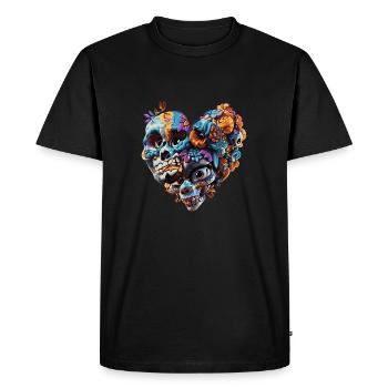 Heart skull - T-shirt Premium bio Homme - noir - Devant - Nico (187cm)