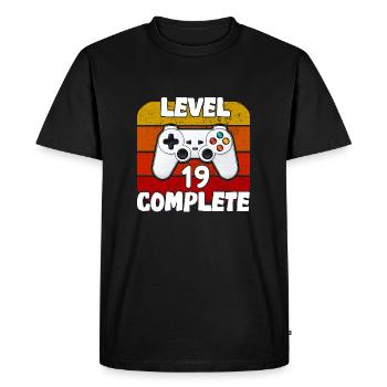 anniversaire 19 ans - gamer jeux video - T-shirt Premium bio Homme - noir - Devant - Nico (187cm)