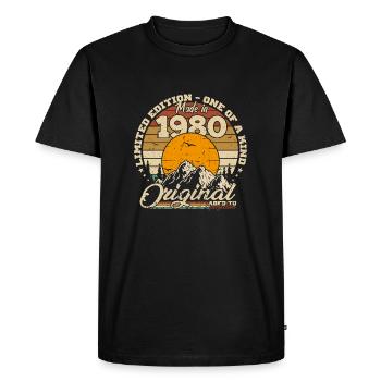 Made in 1980 Cadeau anniversaire 1980 Rétro 1980 - T-shirt Premium bio Homme - noir - Devant - Nico (187cm)