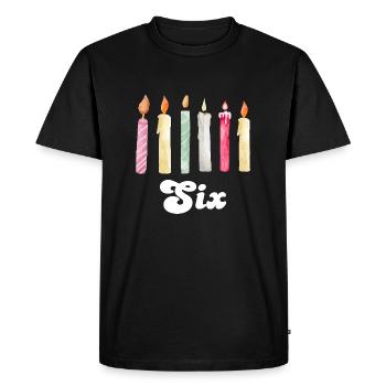 6th Anniversary Candle - Men's Premium Organic T-Shirt - black - Front - Nico (187cm)