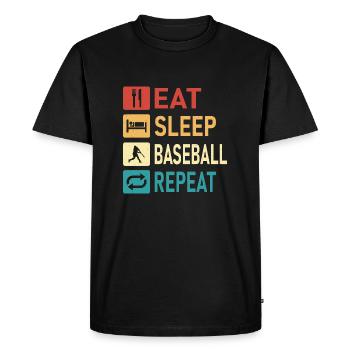Manger dormir Baseball Répéter Sport Fan Softball - T-shirt Premium bio Homme - noir - Devant - Nico (187cm)