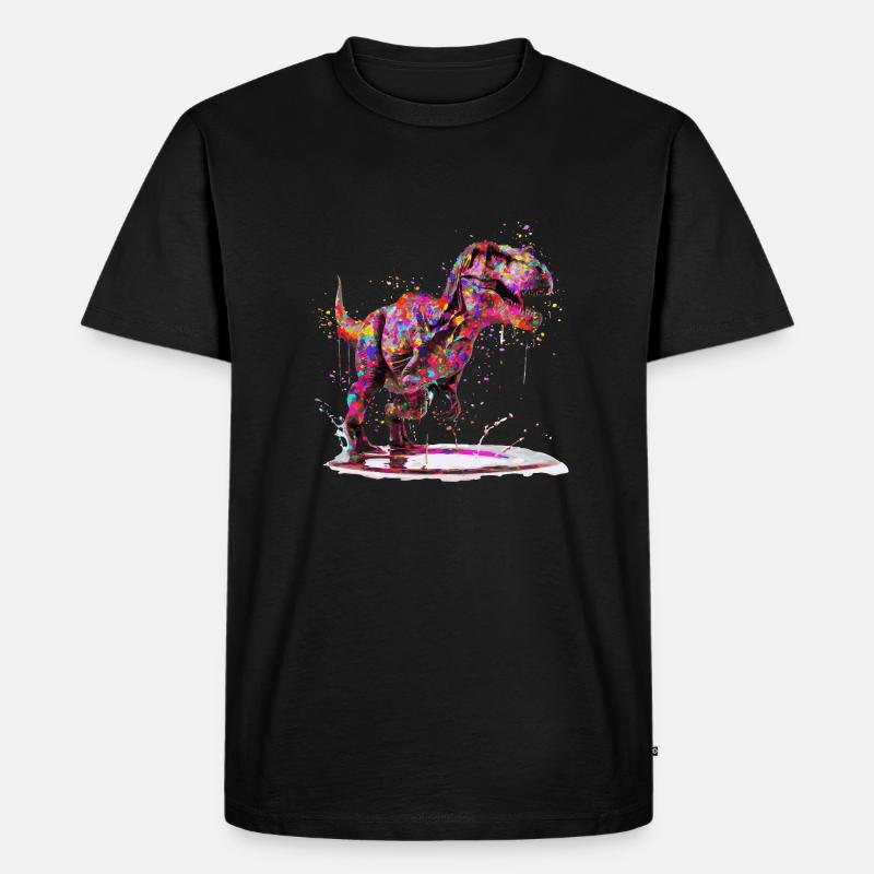 Farbrevolution – T-Rex mit Stil - Männer Premium Bio T-Shirt - Schwarz
