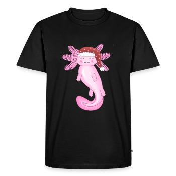 Mignon axolotl de Noël - T-shirt Premium bio Homme - noir - Devant - Nico (187cm)