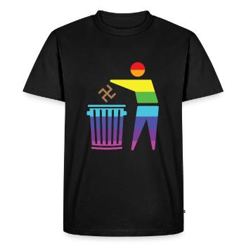 Contre les nazis - T-shirt Premium bio Homme - noir - Devant - Nico (187cm)