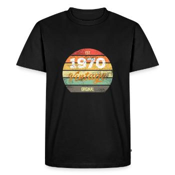 Cadeau d'anniversaire vintage rétro coucher de soleil 1970 - T-shirt Premium bio Homme - noir - Devant - Nico (187cm)