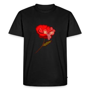 Fée dans un coquelicot - T-shirt Premium bio Homme - noir - Devant - Nico (187cm)