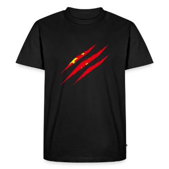 Drapeau de la Chine Scratch Cut Claws Scratch Asia - T-shirt Premium bio Homme - noir - Devant - Nico (187cm)