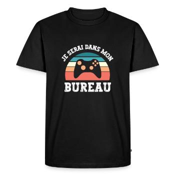 je serai dans mon bureau - T-shirt Premium bio Homme - noir - Devant - Nico (187cm)