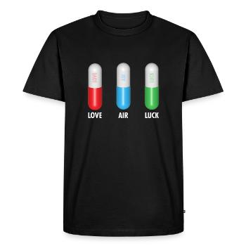 Pilules pour l’amour Air Luck - T-shirt Premium bio Homme - noir - Devant - Nico (187cm)