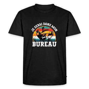 je serai dans mon bureau - T-shirt Premium bio Homme - noir - Devant - Nico (187cm)
