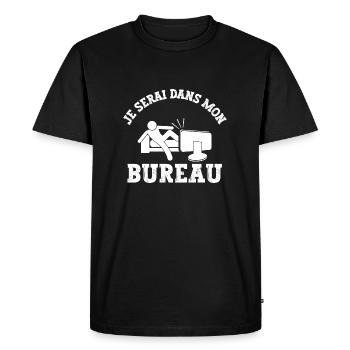 je serai dans mon bureau - T-shirt Premium bio Homme - noir - Devant - Nico (187cm)