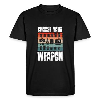 L’arme du photographe - T-shirt Premium bio Homme - noir - Devant - Nico (187cm)