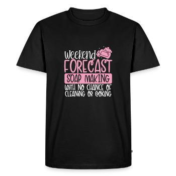 Prévisions du week-end de la production de savon - T-shirt Premium bio Homme - noir - Devant - Nico (187cm)