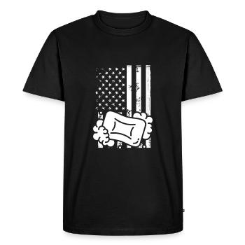 Production de savon sur un drapeau américain - T-shirt Premium bio Homme - noir - Devant - Nico (187cm)