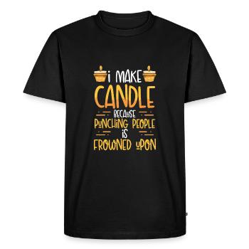Drôle je fais une bougie - T-shirt Premium bio Homme - noir - Devant - Nico (187cm)