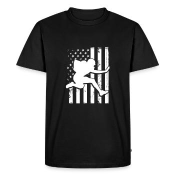 Running back Sur un drapeau des États-Unis - T-shirt Premium bio Homme - noir - Devant - Nico (187cm)