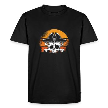 Crâne de Pirate Soleil rétro - T-shirt Premium bio Homme - noir - Devant - Nico (187cm)