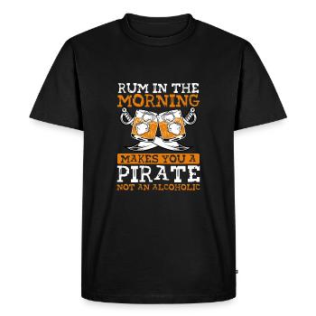 Le rhum du matin fait de vous un pirate - T-shirt Premium bio Homme - noir - Devant - Nico (187cm)