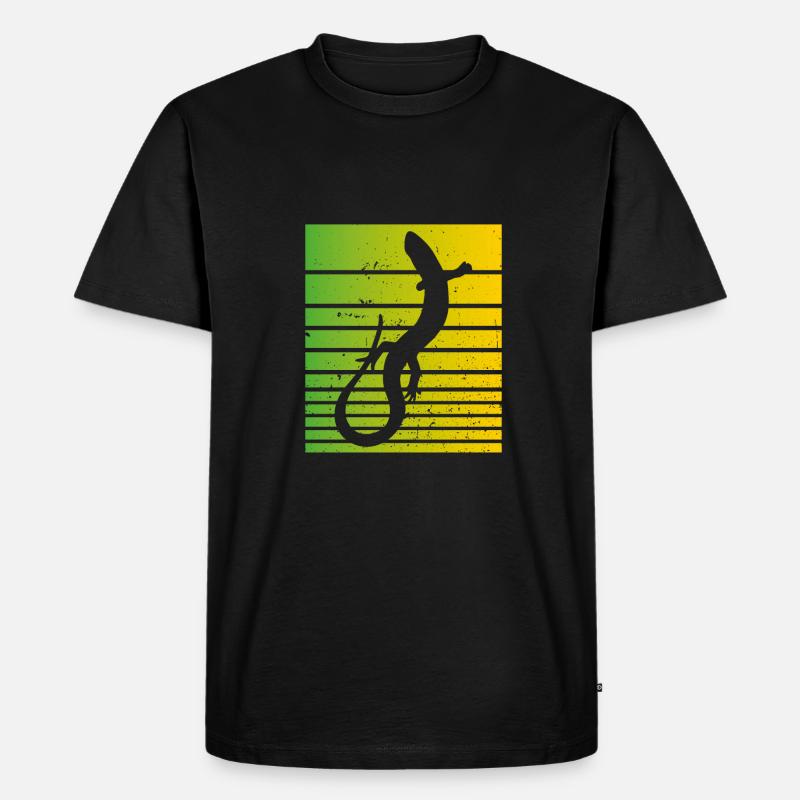 Weiße Eidechse - Männer Premium Bio T-Shirt - Schwarz