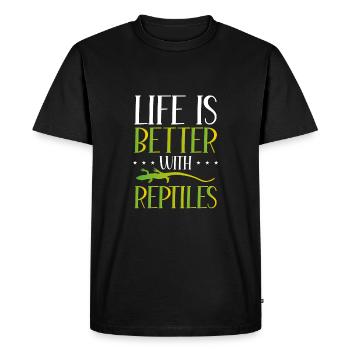 La vie est meilleure avec les reptiles - T-shirt Premium bio Homme - noir - Devant - Nico (187cm)