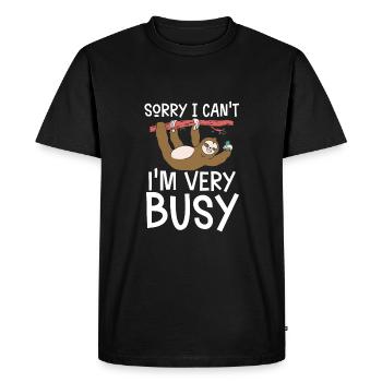 Sloth est très occupé - T-shirt Premium bio Homme - noir - Devant - Nico (187cm)